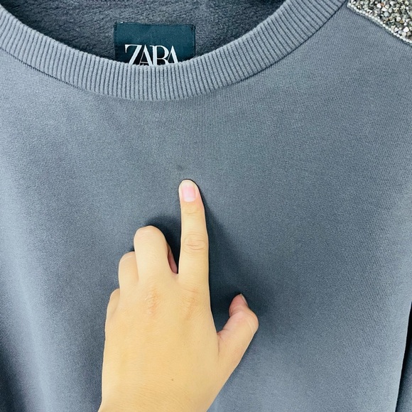 Zara Crystal Details Pullover Charcoal Grey Sweatshirt - Picture 5 of 8